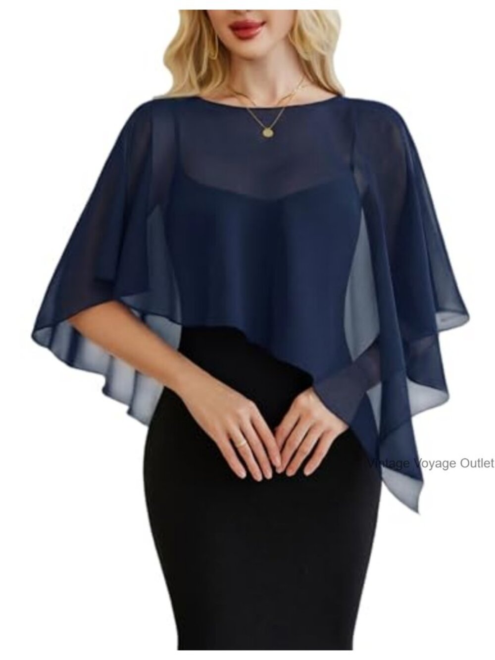 Avidlove Chiffon Batwing Sleeve Wedding Shawl Sheer Capelet Cover Up One Size